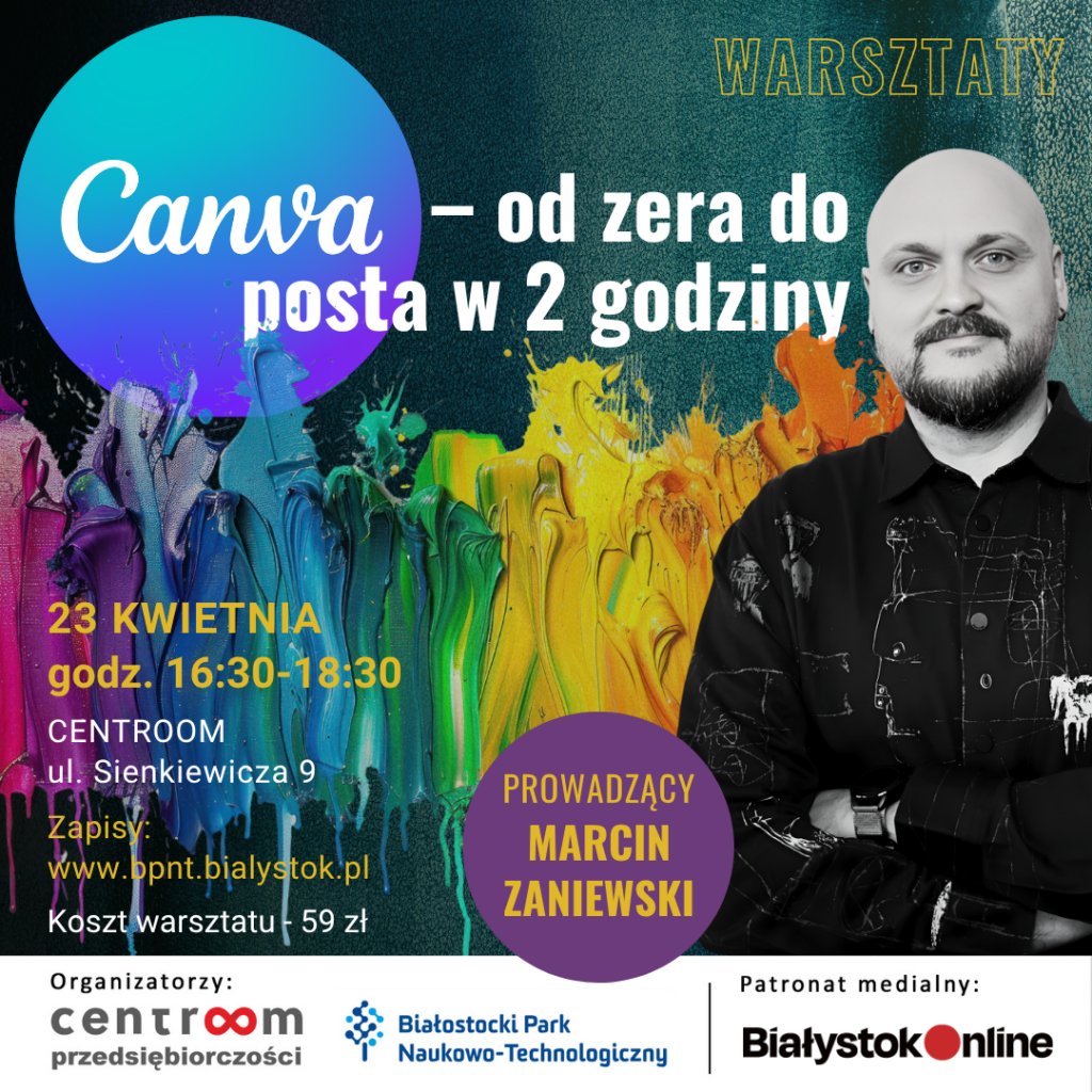 Canva – od zera do posta w 2 godziny | Warsztat z cyklu Centroom Przedsiębiorczości
