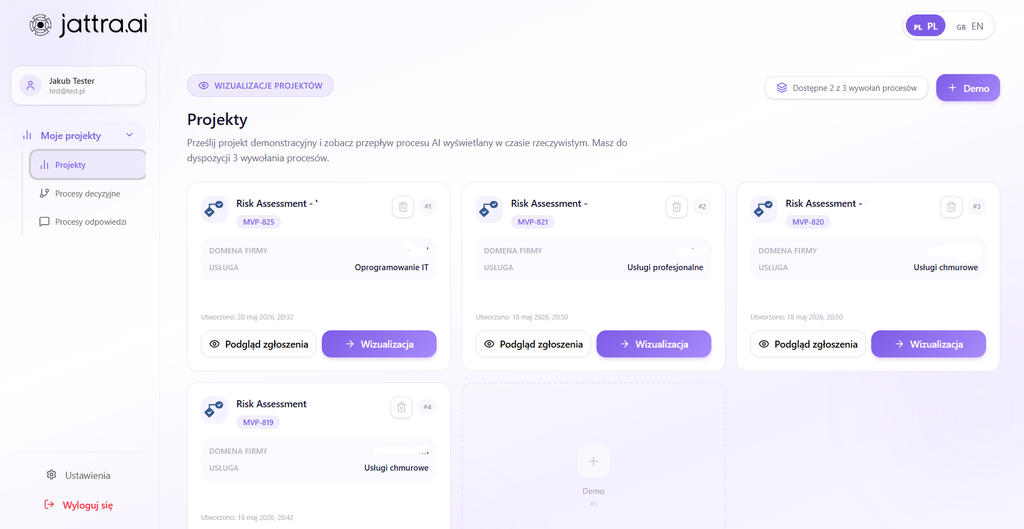 Screeny aplikacji Jattra AI